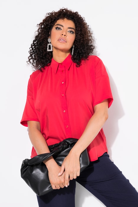 Oversized Short Sleeve Poplin Blouse