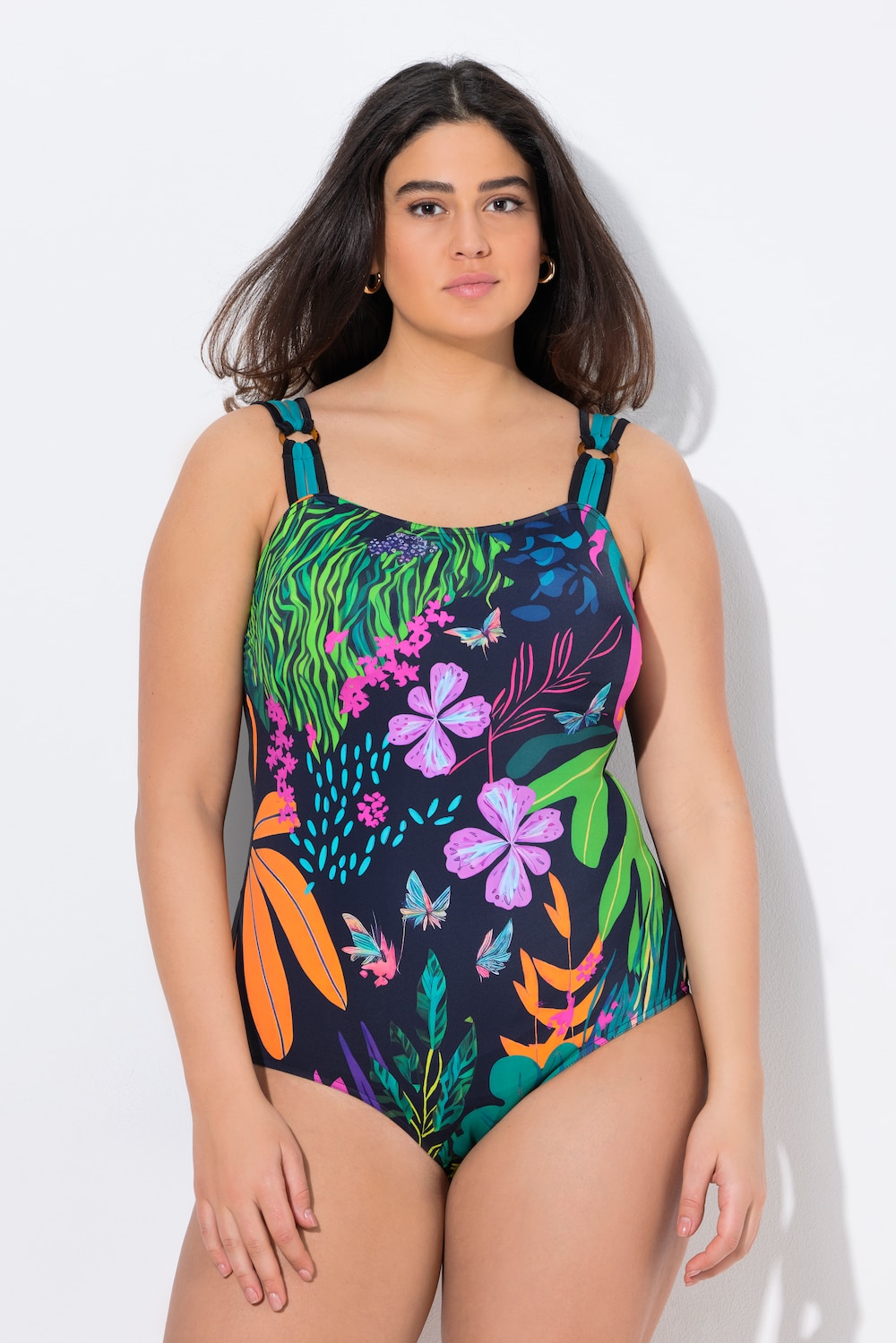 Thumbnail - Große Größen Badeanzug, Damen, schwarz, Größe: 44, Polyester/Elasthan, Ulla Popken