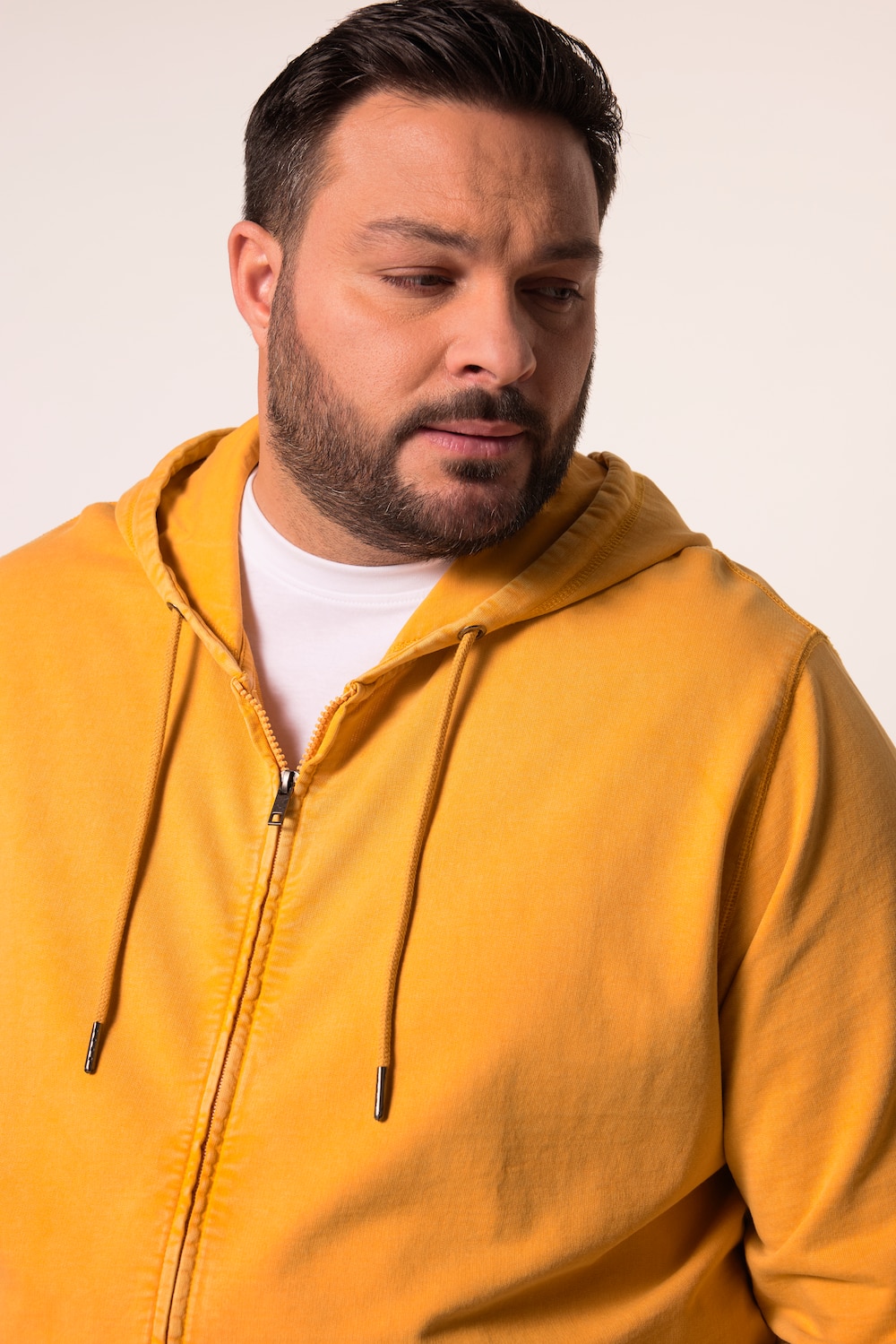 Stora storlekar Hoodiejacka, Her, orange, storlek: XL, Bomull, Men Plus
