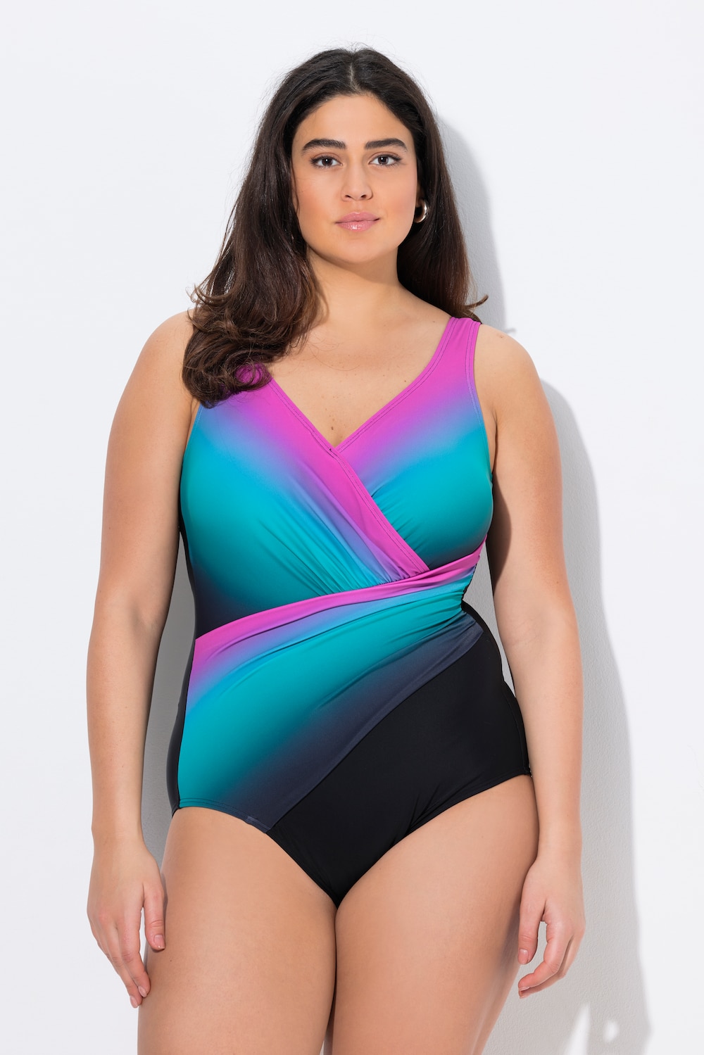 Große Größen Badeanzug, Damen, schwarz, Größe: 54, Synthetische Fasern/Elasthan, Ulla Popken