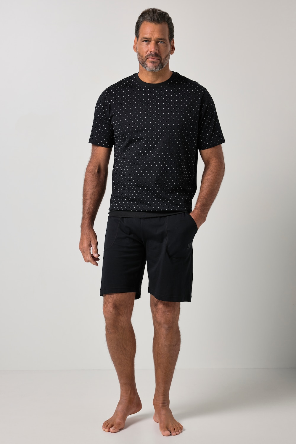 JP 1880 Schlafanzug, Bauchfit, Alloverprint, T-Shirt, Shorts, bis 8 XL