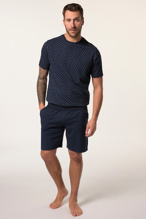 JP 1880 pyjamas, mavevenlig pasformpasform, all-over print, T-shirt, shorts, op til 8 XL