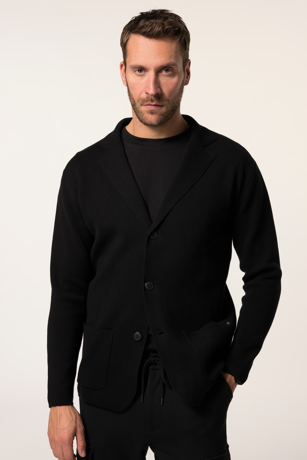 Große Größen JP1880 Strickblazer FLEXNAMIC®, Herren, schwarz, Größe: 4XL, Baumwolle/Polyester, JP1880