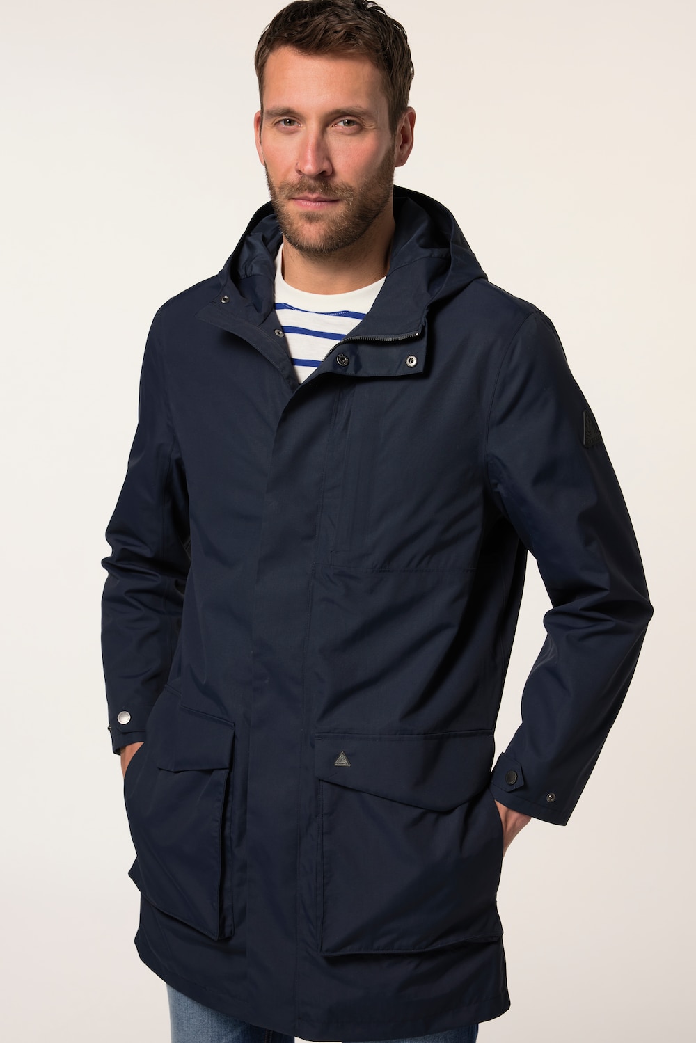 Stora storlekar Regnrock, Her, blå, storlek: 4XL, Polyester, JP-Aware