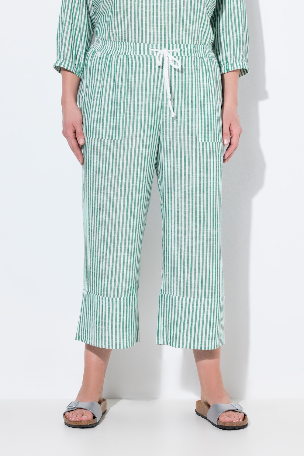 Große Größen Leinenmix-Culotte Rose, Damen, grün, Größe: 46/48, Viskose/Leinen, Ulla Popken