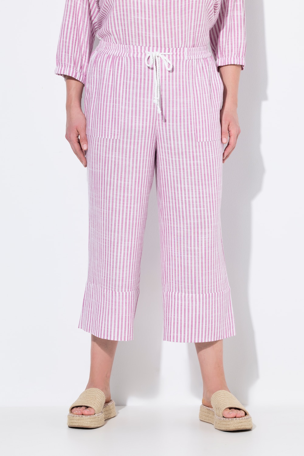 Große Größen Leinenmix-Culotte Rose, Damen, rosa, Größe: 46/48, Viskose/Leinen, Ulla Popken