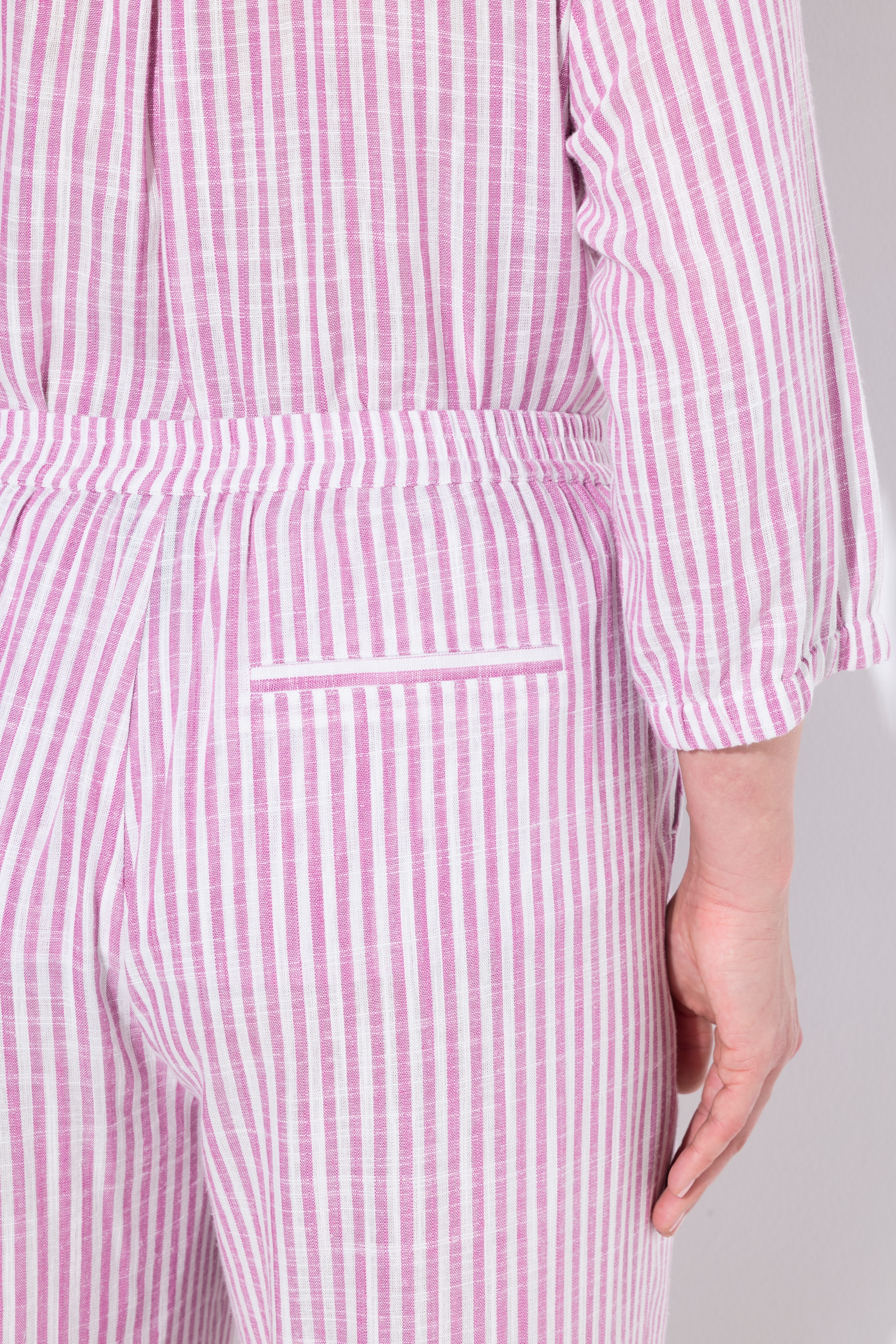 Ulla Popken Damen große Größen Leinenmix Culotte Rose Streifen weites Bein