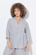 Tunica in misto lino a righe con collo da camicia e maniche a 3/4
