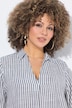Tunica in misto lino a righe con collo da camicia e maniche a 3/4