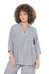 Tunika, lněná směs, pruhy, límeček, 3/4 rukávy