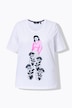 T-shirt, dame-flock-print, rund hals, korte ærmer