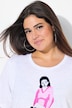 T-shirt, dame-flock-print, rund hals, korte ærmer