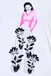 T-shirt, dame-flock-print, rund hals, korte ærmer