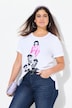 T-shirt, dame-flock-print, rund hals, korte ærmer