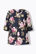 Leinenmix-Bluse, A-Linie, Tunika-Ausschnitt, 3/4-Arm