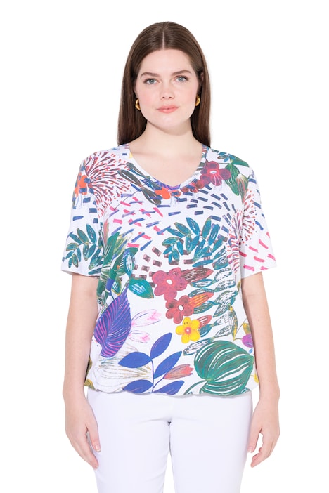 Ditsy Floral Short Sleeve Elastic Hem Tee