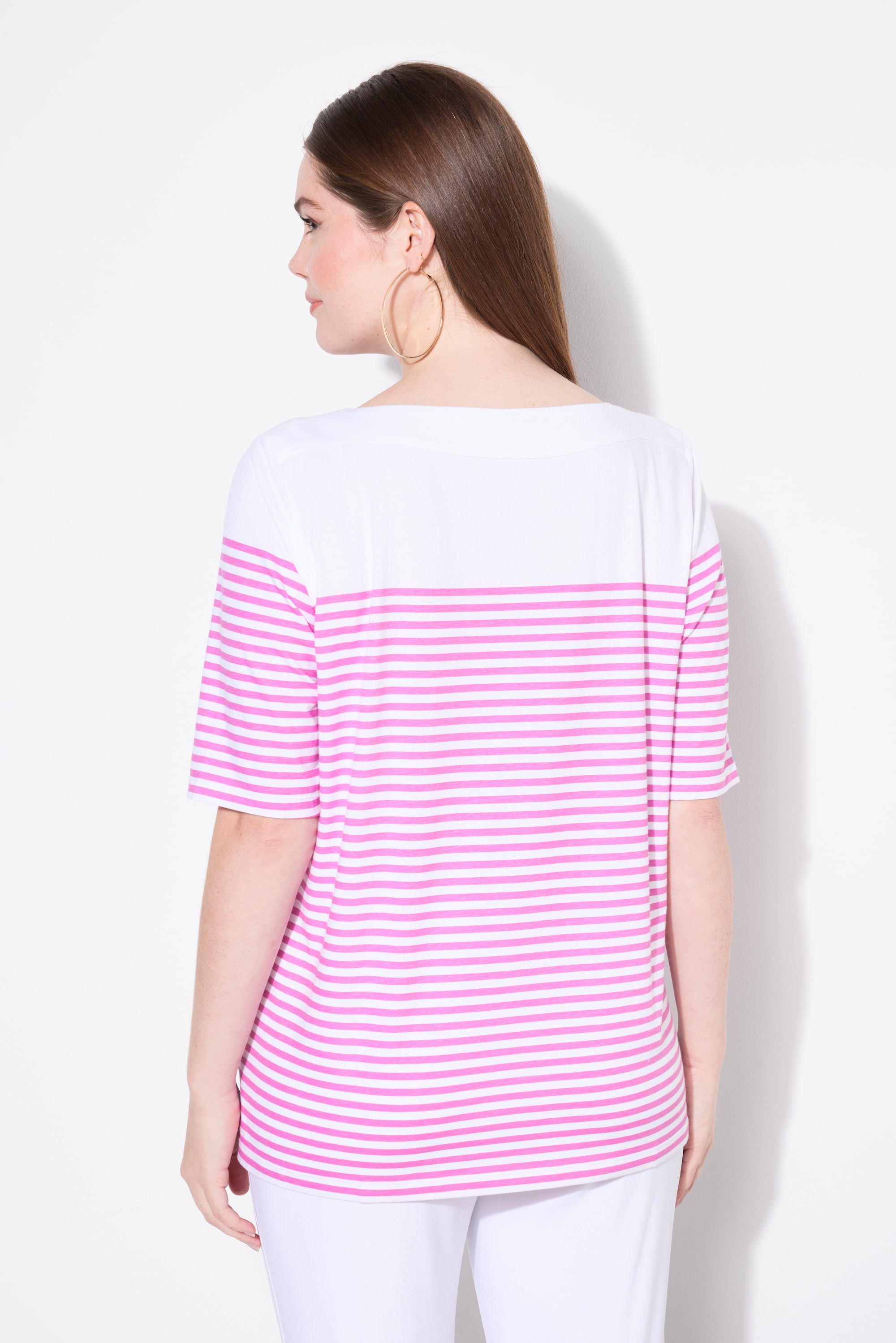 Ulla Popken Damen große Größen T Shirt Bretonringel U Boot Ausschnitt