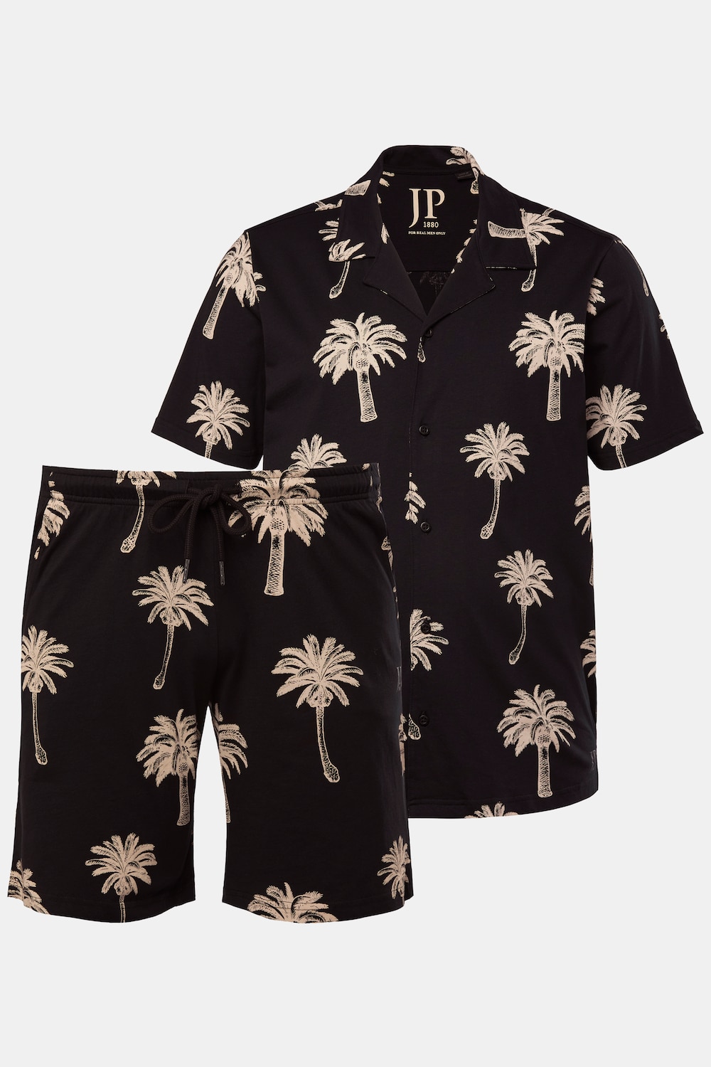 JP1880 pyjama, loungewear, twee-delige set, print all-over, shirt met Cubaanse kraag, tot 8XL