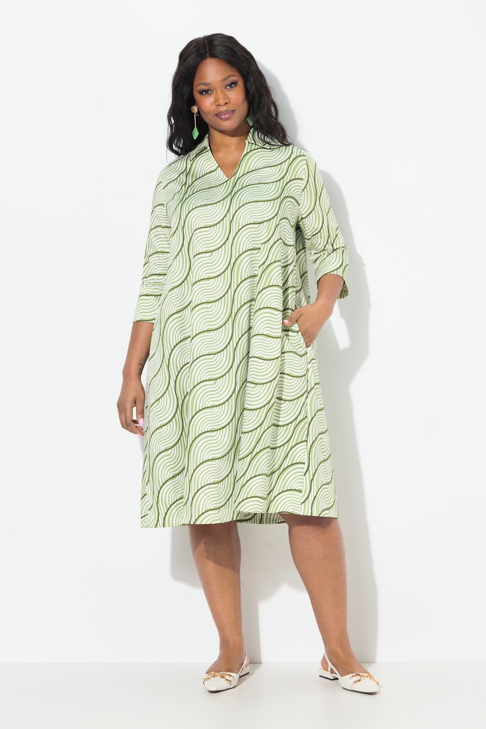 Große Größen Kleid, Damen, weiß, Größe: 46/48, Baumwolle, Ulla Popken