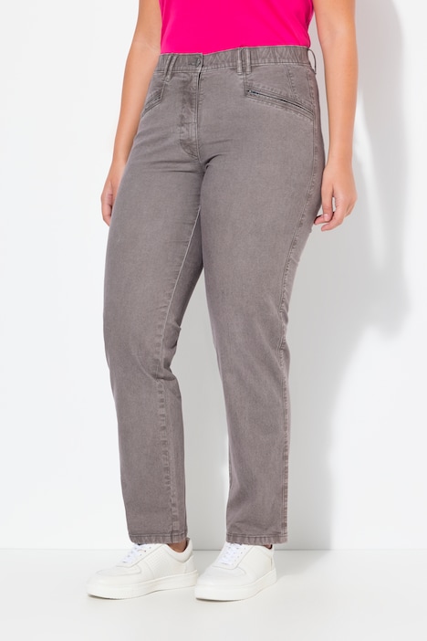 Pantalon stretch Mony, jambe légèrement carotte, poches zippées