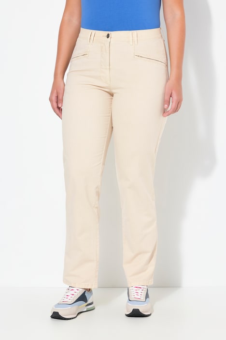 Pantalon stretch Mony, jambe légèrement carotte, poches zippées