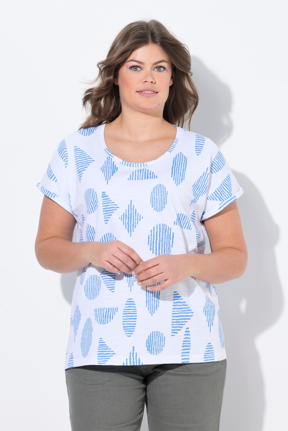 Große Größen T-Shirt, Damen, weiß, Größe: 44/46, Baumwolle, LAURASON