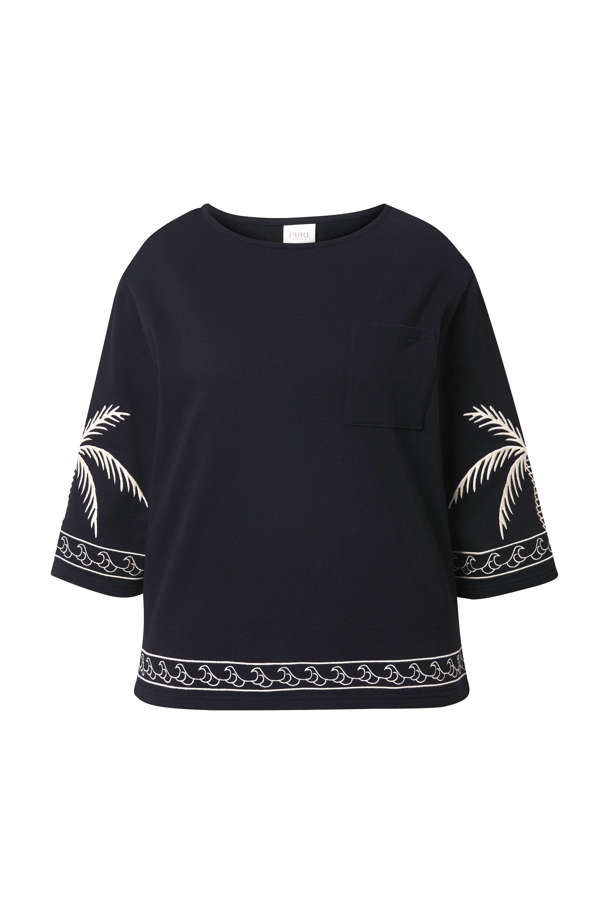 Ulla Popken Damen große Größen Sweatshirt U Boot Ausschnitt 3 4 Arm