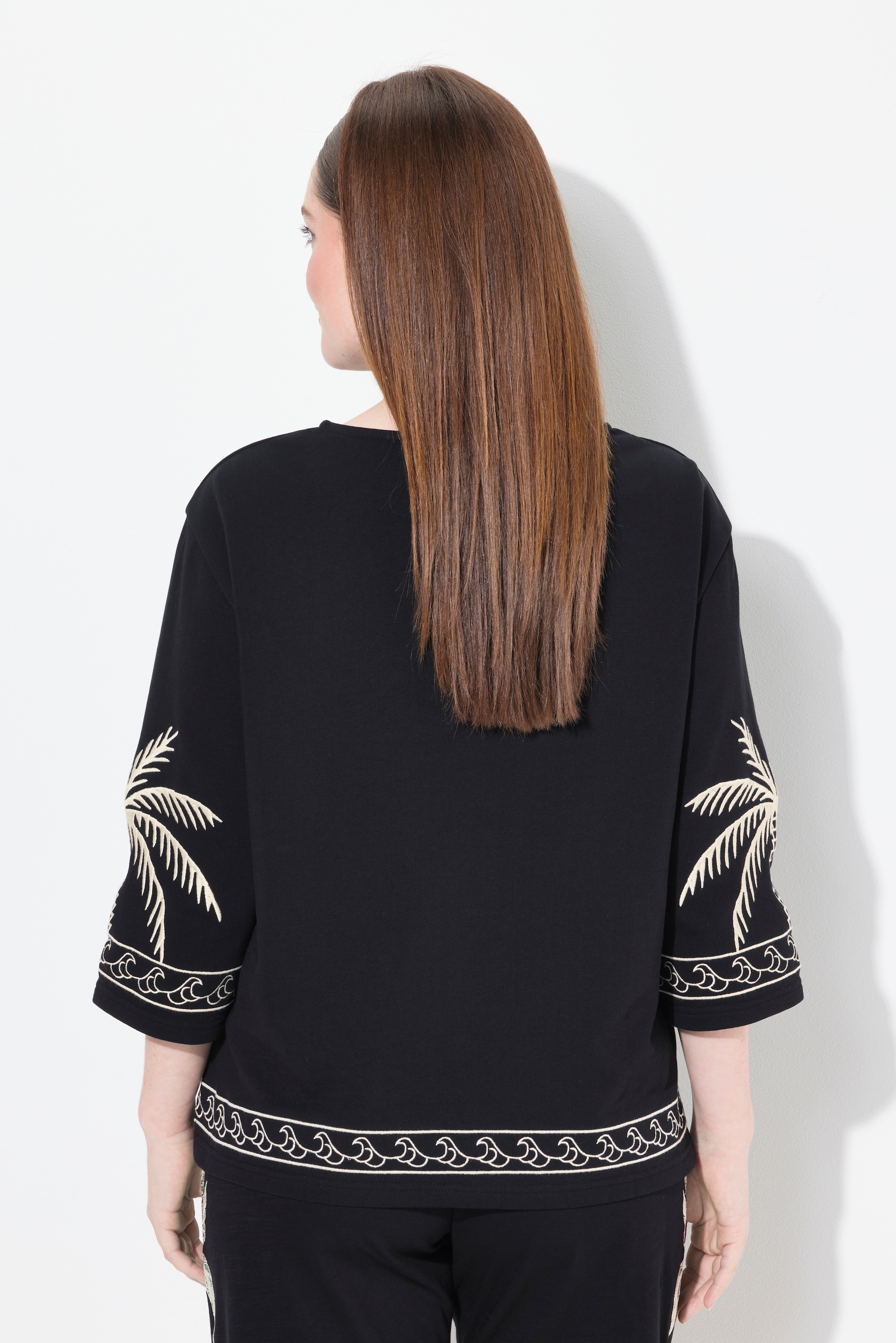 Ulla Popken Damen große Größen Sweatshirt U Boot Ausschnitt 3 4 Arm