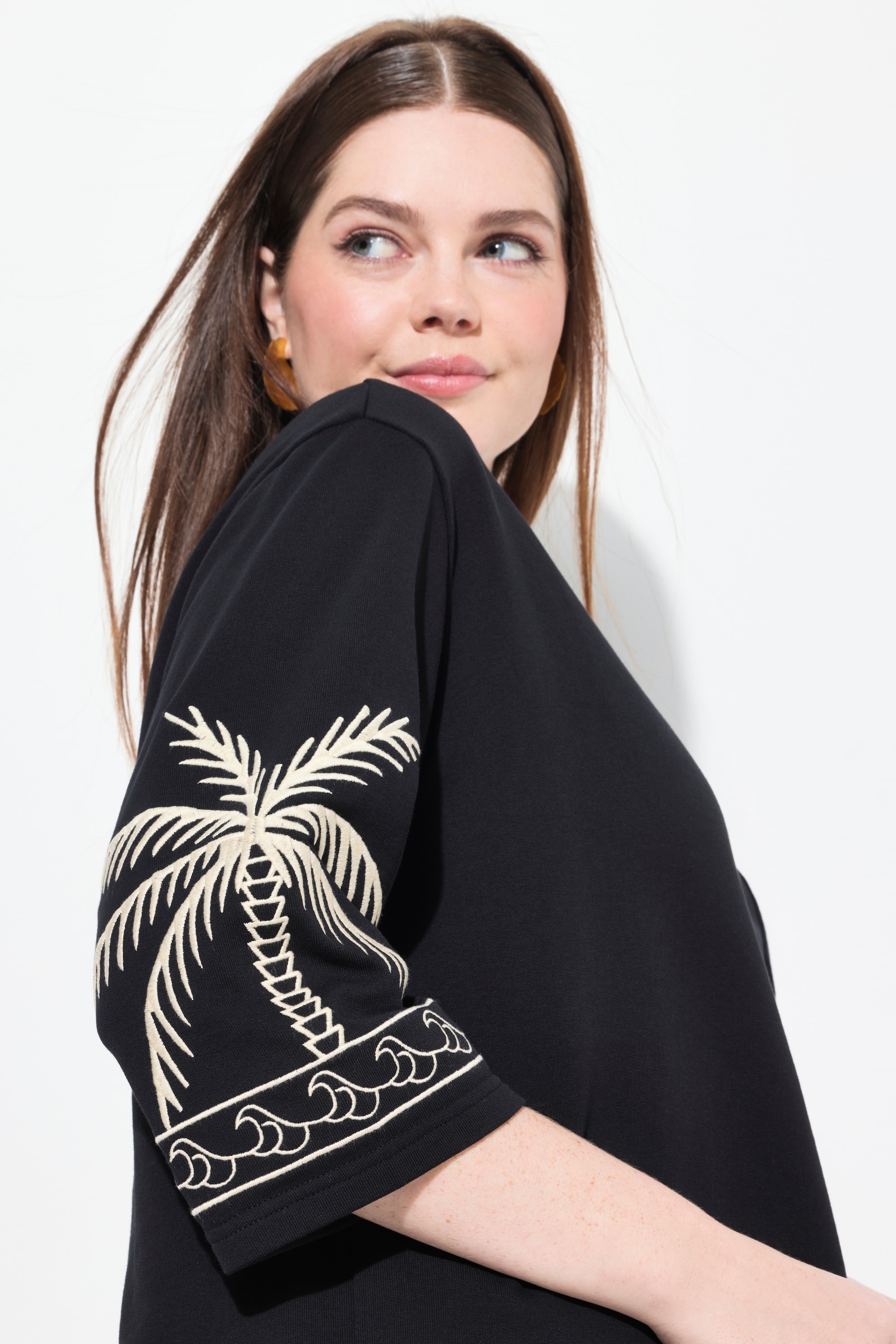 Ulla Popken Damen große Größen Sweatshirt U Boot Ausschnitt 3 4 Arm