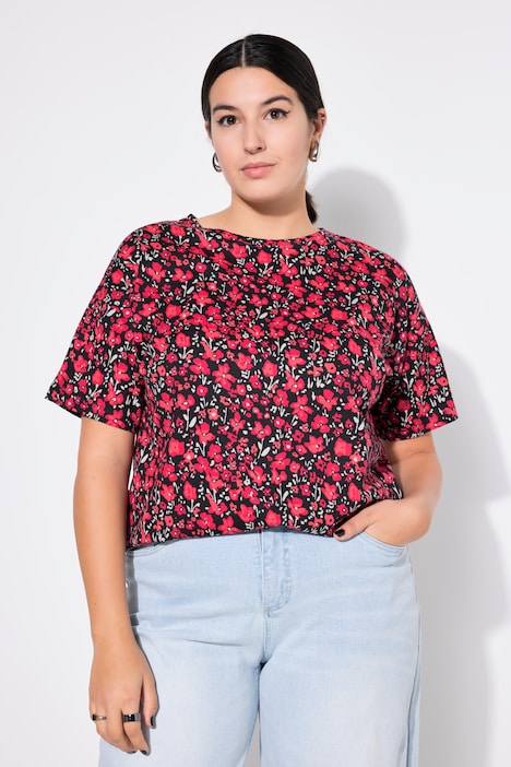 T-shirt, oversized, bloemenprint, korte mouw