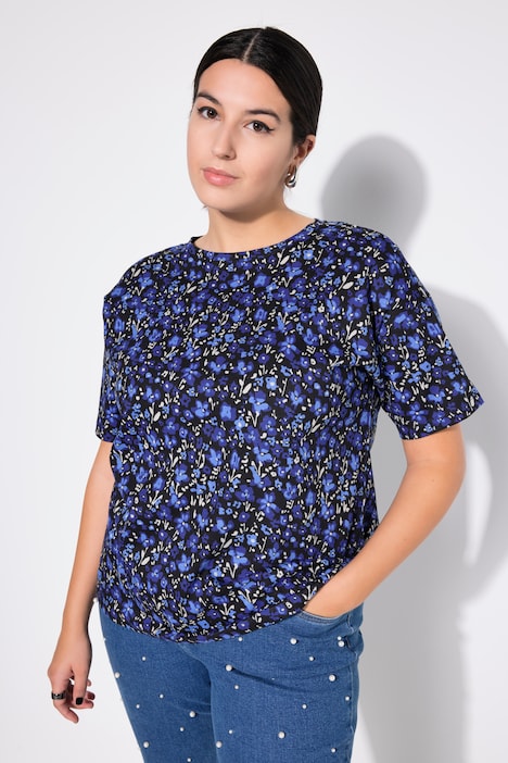 T-Shirt, oversized, Flowerprint, Halbarm