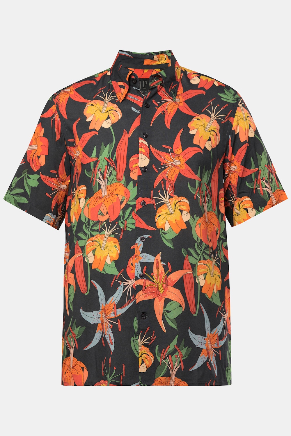 JP1880 Hemd, Halbarm, Alloverprint, verdeckter Buttondown-Kragen, bis 8 XL