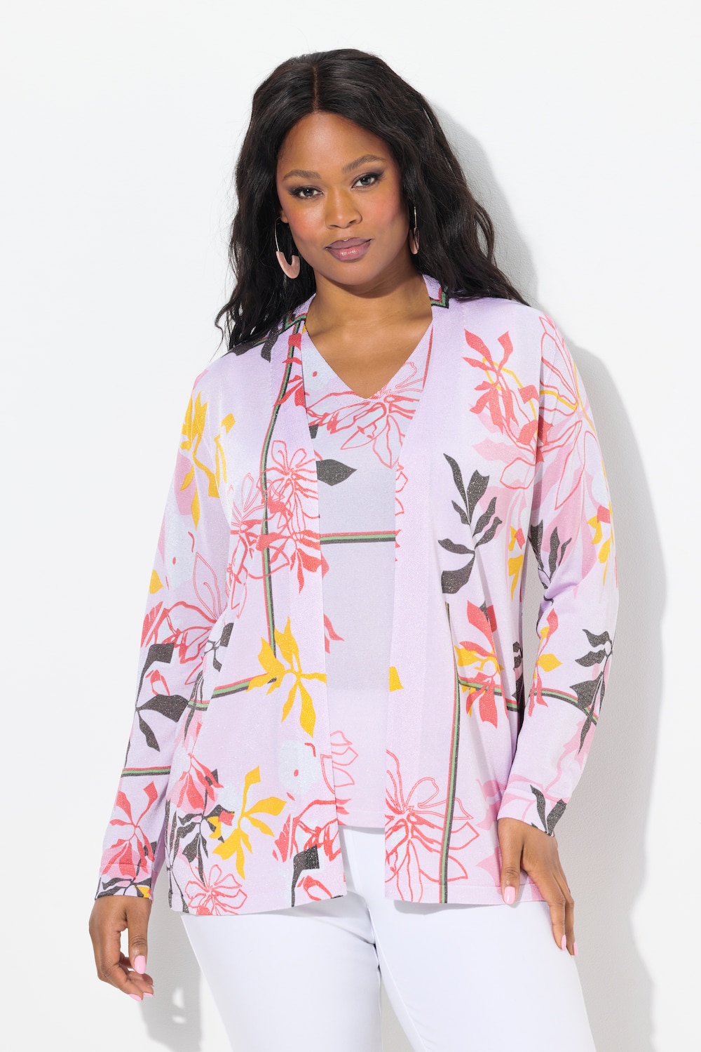 Große Größen Strickjacke, Damen, grün, Größe: 42/44, Viskose/Metallische Fasern, Ulla Popken