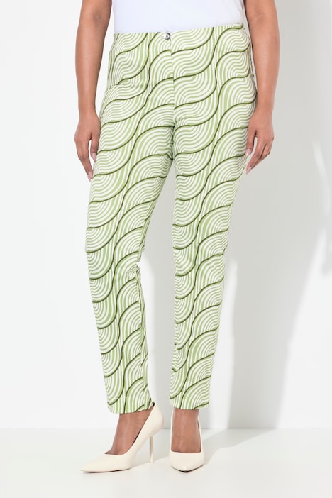 Wave Print Elastic Waist Pants