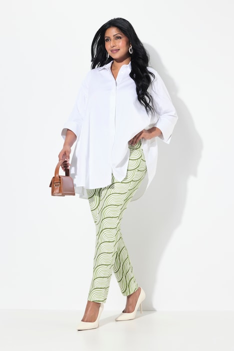 Wave Print Elastic Waist Pants