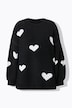 Heart Pattern Balloon Sleeve Sweater