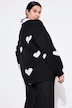 Heart Pattern Balloon Sleeve Sweater