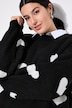 Heart Pattern Balloon Sleeve Sweater