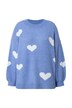 Svetr, oversize, vzore HEARTS, dlouhé balónové rukávy