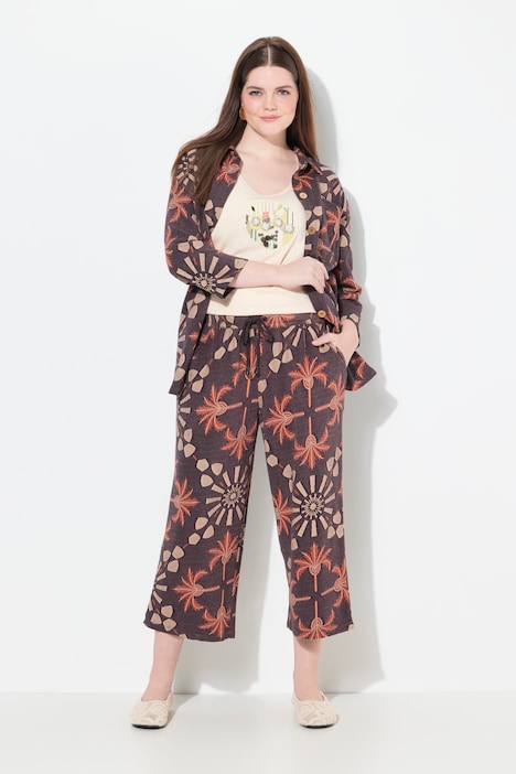 Eco Cotton Geometric Floral Textured Culottes