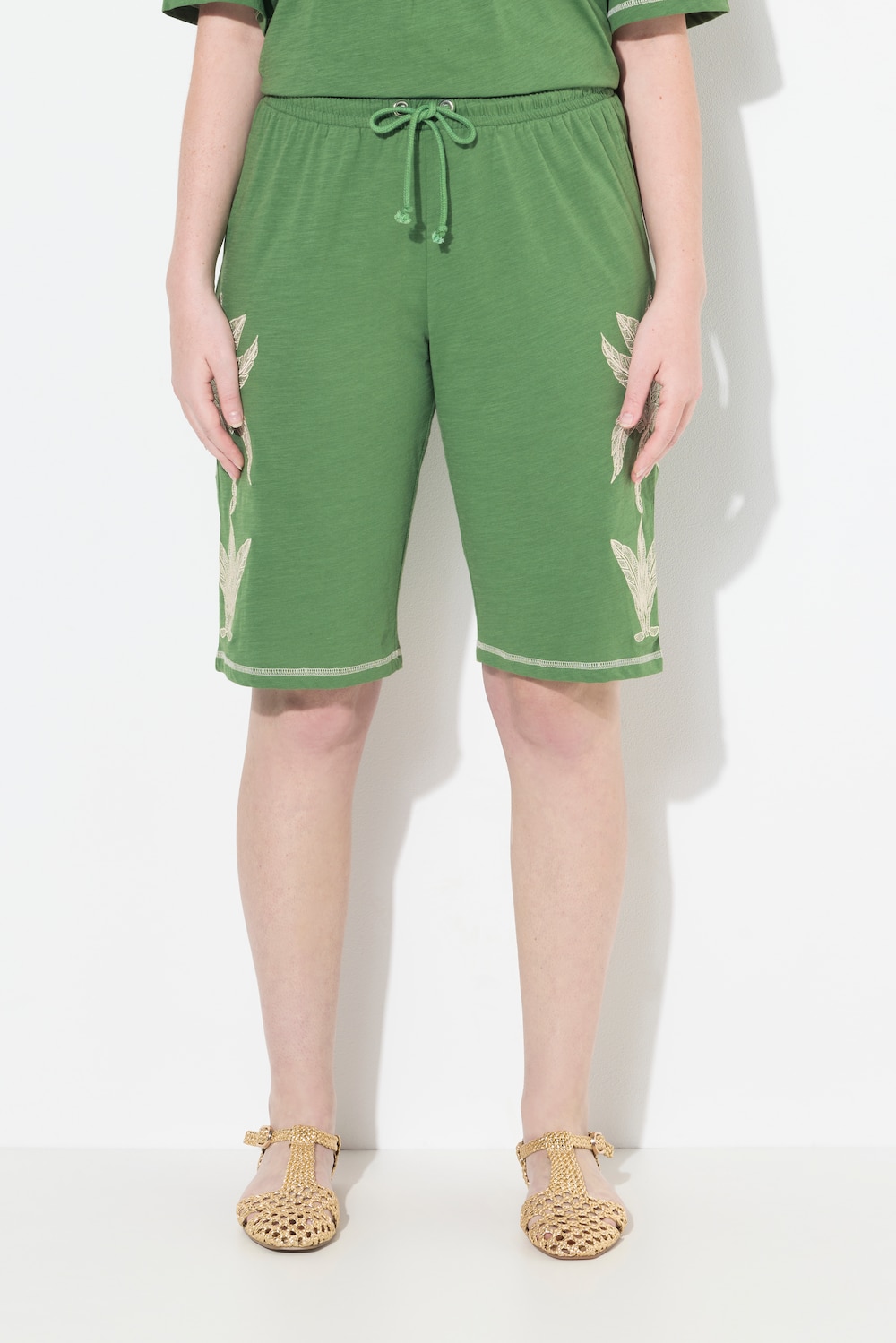 Große Größen Jersey-Shorts, Damen, grün, Größe: 46/48, Baumwolle, Ulla Popken
