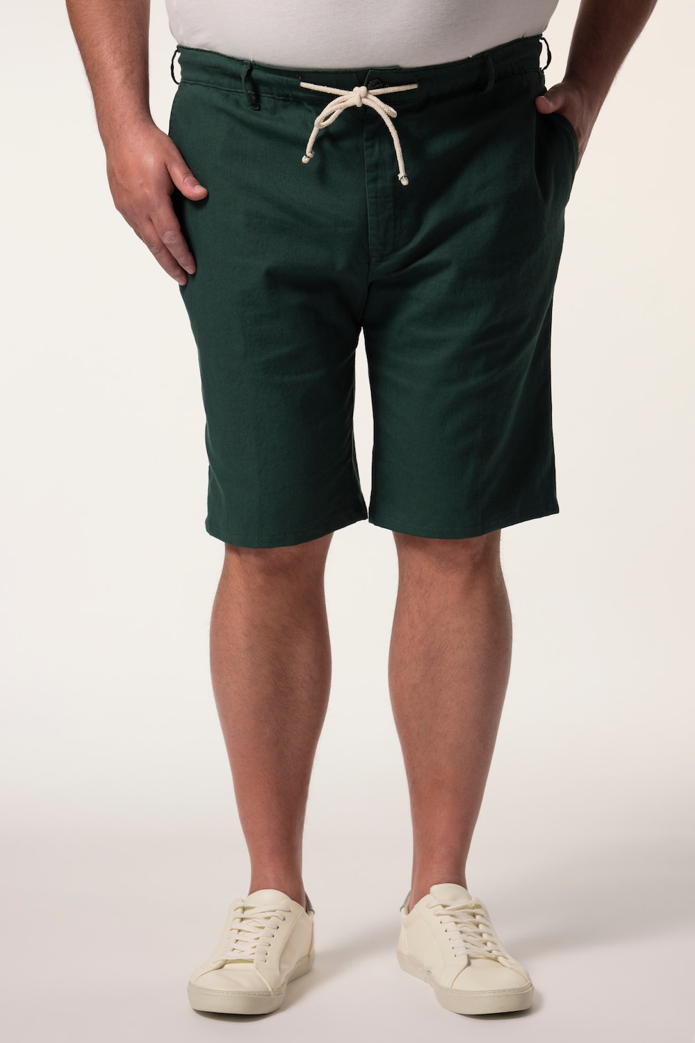 Men+ Leinenmix-Bermuda, Relaxed Fit, Elastikbund, bis 72