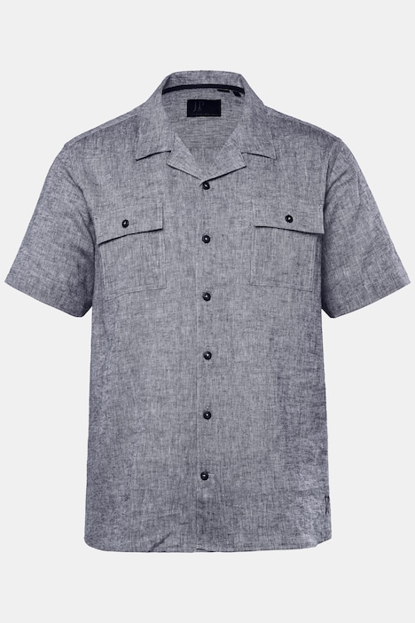 Chemise en lin mélangé JP 1880, manches courtes et poches à rabat, coupe Cuba Fit – jusqu'au 8 XL