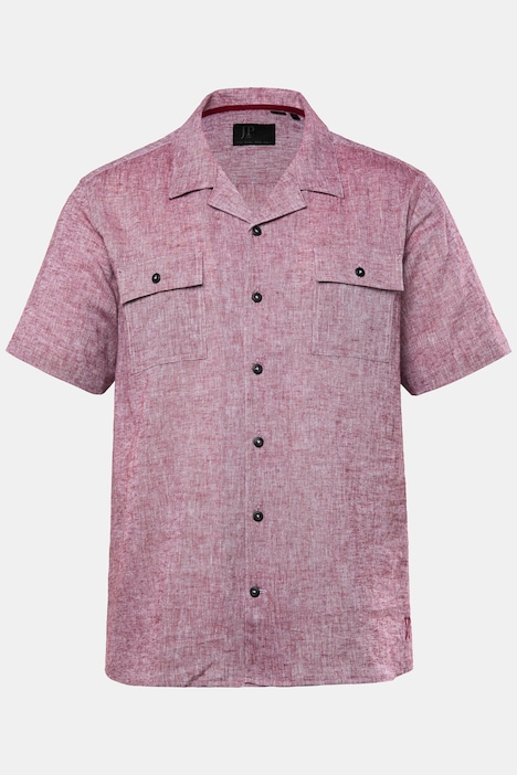 Chemise en lin mélangé JP 1880, manches courtes et poches à rabat, coupe Cuba Fit – jusqu'au 8 XL