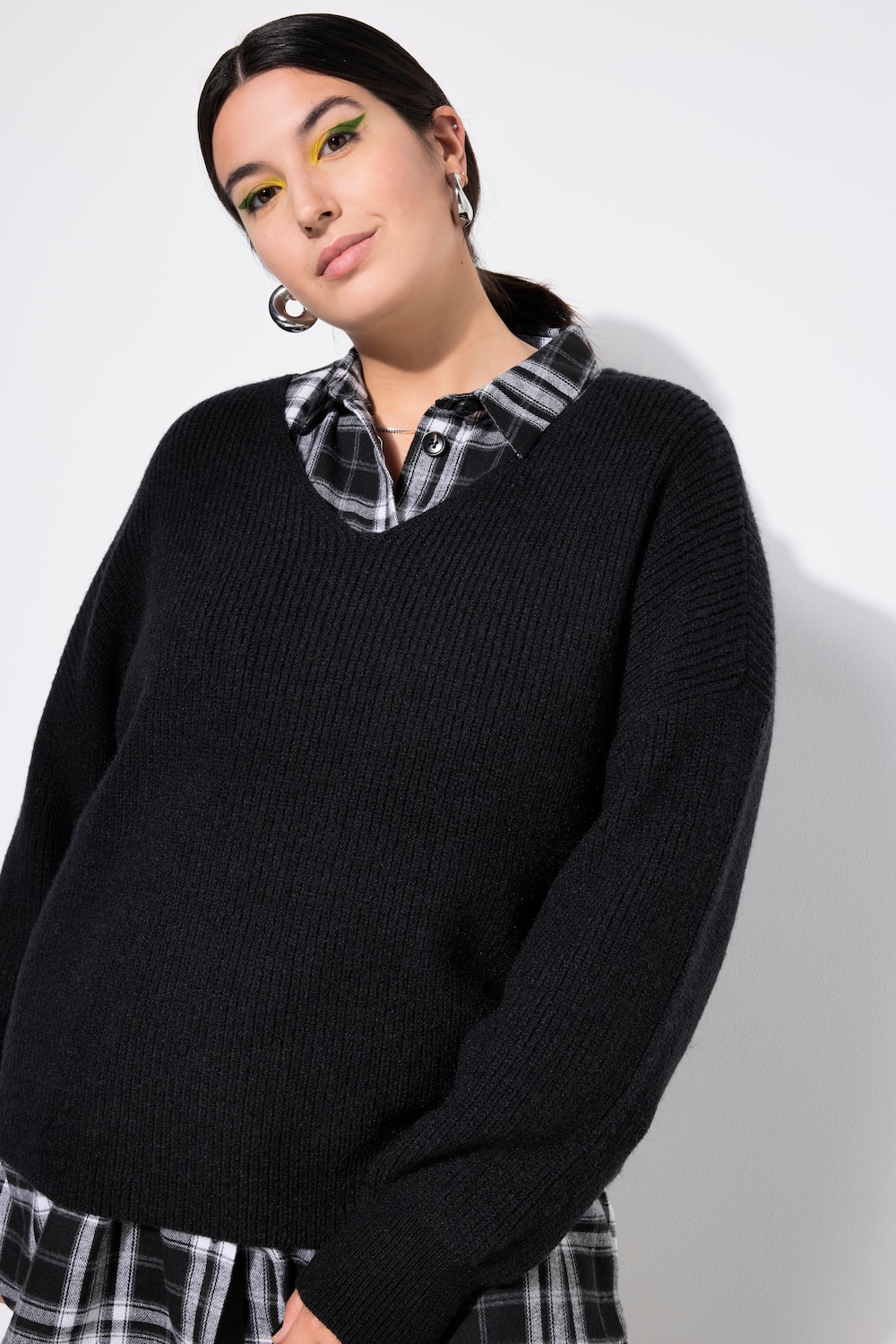 Große Größen Pullover, Damen, schwarz, Größe: 46/48, Synthetische Fasern/Polyester, Studio Untold