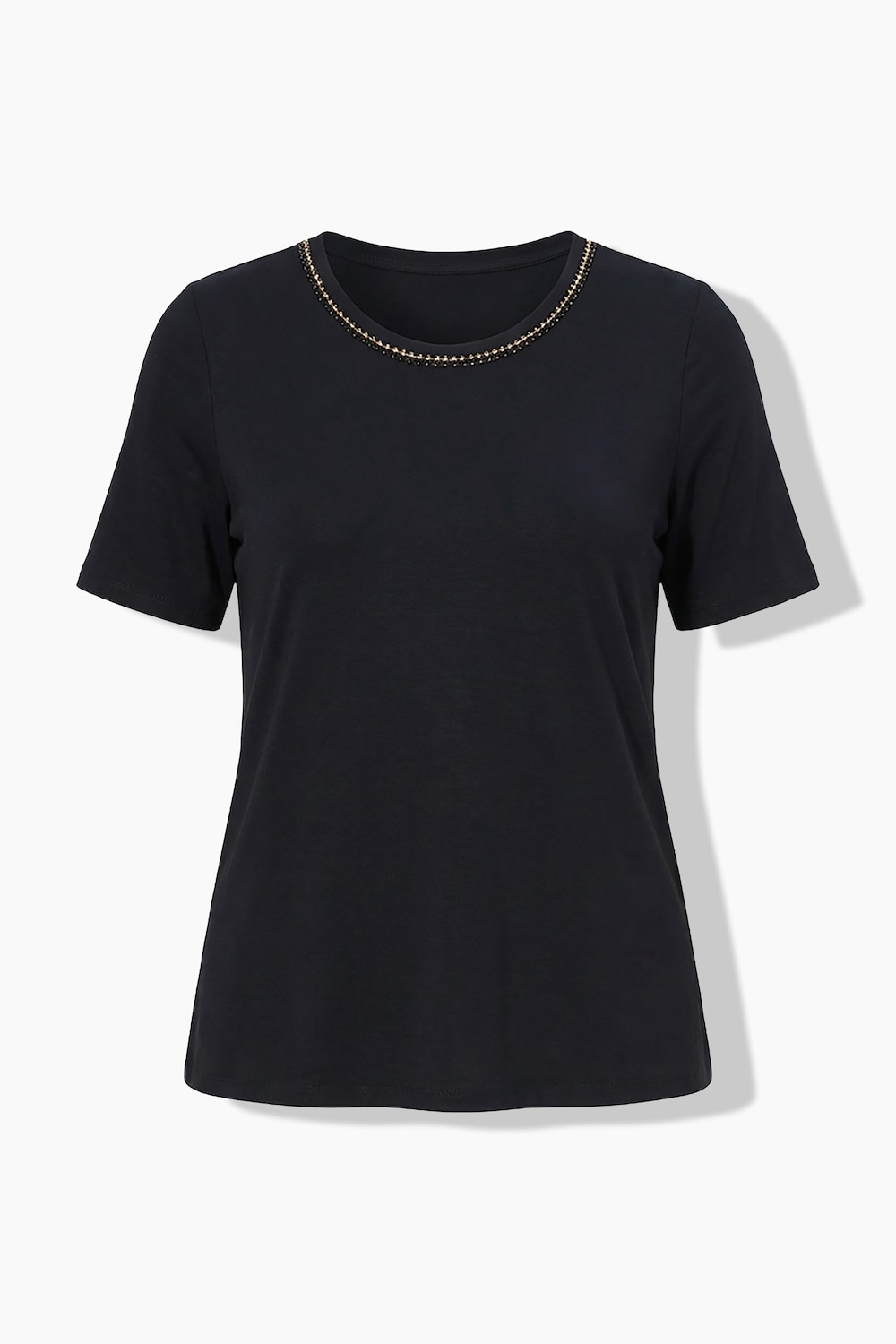 T-shirt, lyocell, siersteentjes, ronde hals, korte mouw