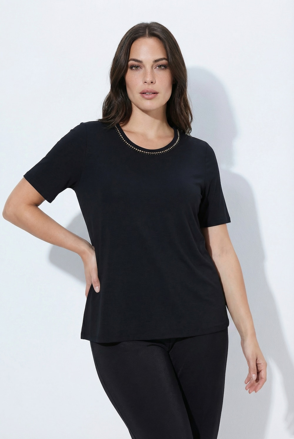T-Shirt, Lyocell, Ziersteine, Rundhals, Halbarm