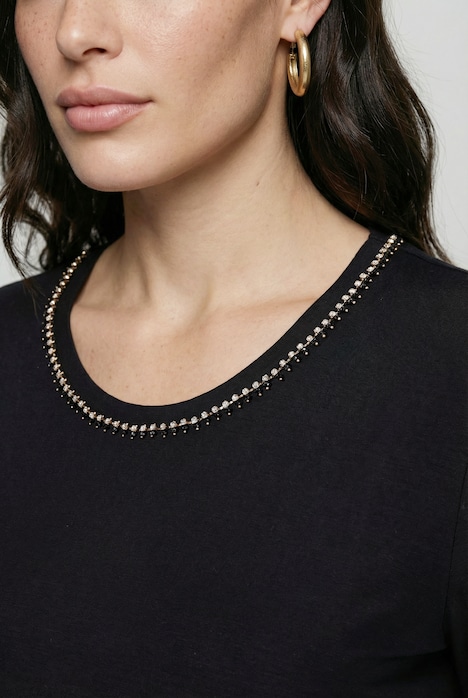 T-Shirt, Lyocell, Ziersteine, Rundhals, Halbarm