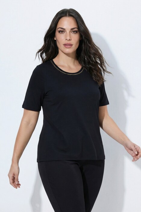 T-Shirt, Lyocell, Ziersteine, Rundhals, Halbarm