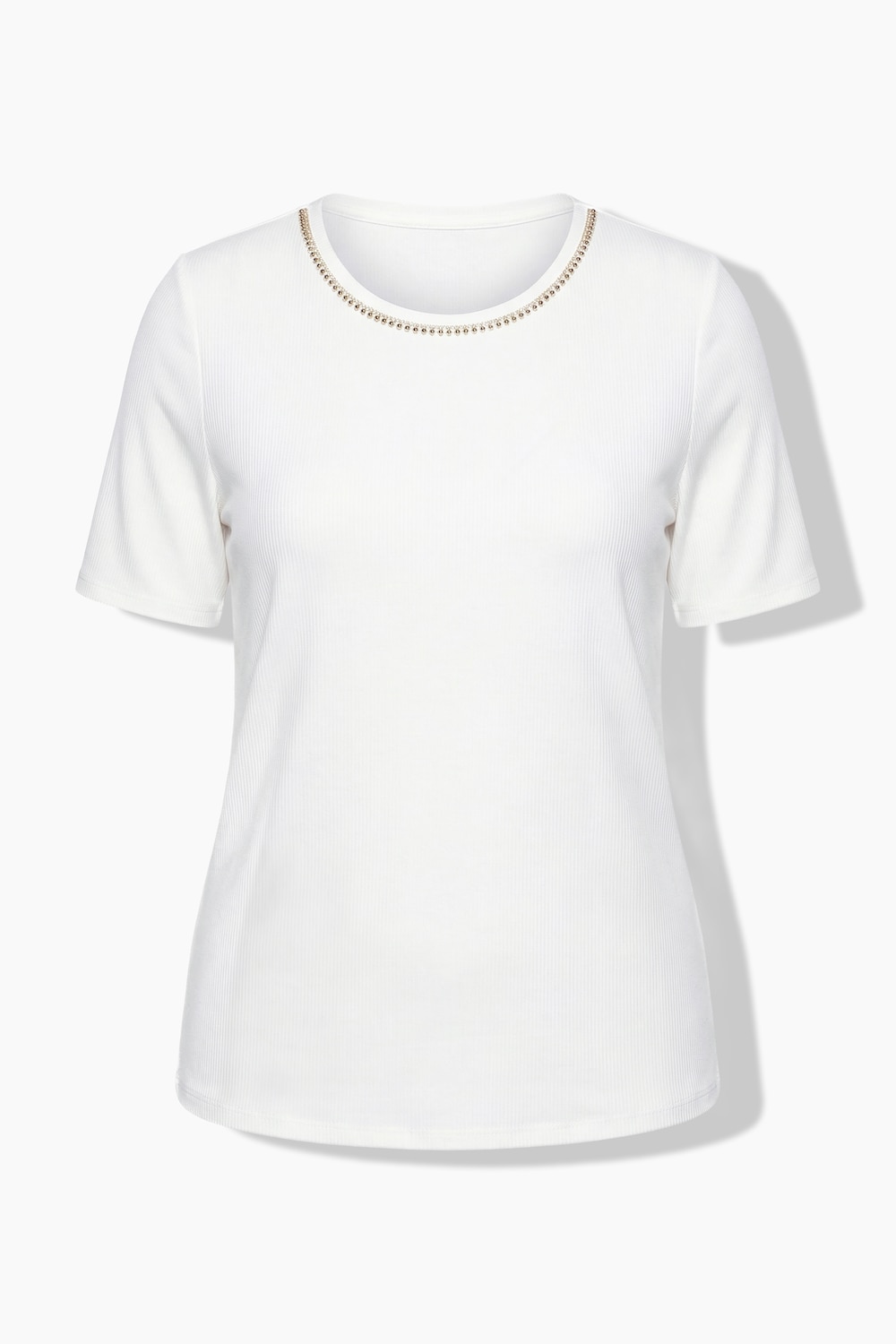 T-shirt, lyocell, siersteentjes, ronde hals, korte mouw